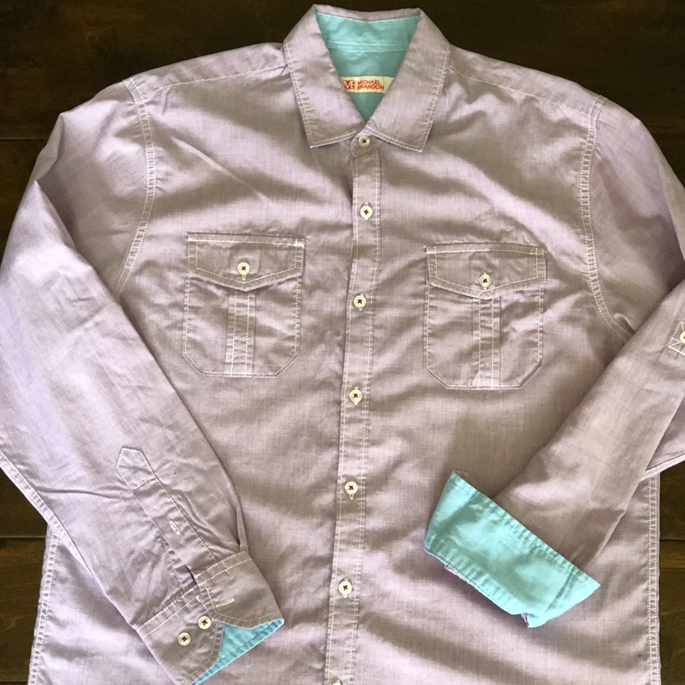 MICHAEL BRANDON Purple Button Down - Picture 2 of 4